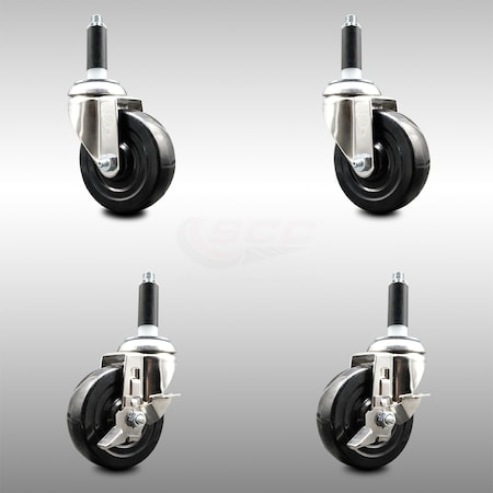 Service Caster 4 Inch 316SS Hard Rubber Swivel 7/8 Inch Expanding Stem Caster Brake SCC, 2PK SCC-SS316EX20S414-HRS-2-TLB-2-78